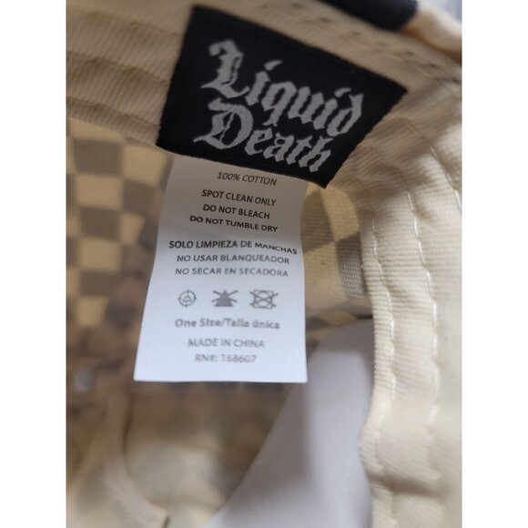 Liquid Death Checkered Adjustable Hat Black & White Cotton Canvas - NEW - Picture 4 of 7